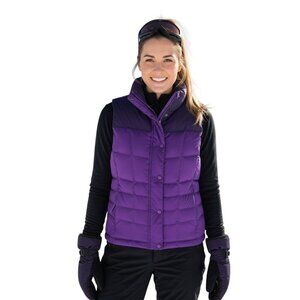 L.L. Bean Purple Color Block Down Puffer Vest Mockneck Size XS